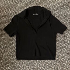 Stradivarius - Cropped Black Top